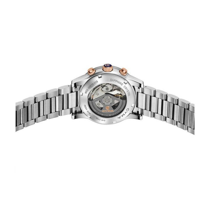 Cyma Grand Maestro Steel Cross Collection 43mm Brown Sunray Dial Silver Steel Bracelet