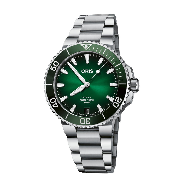 Oris Aquis 41.5mm Green Dial Silver Steel Bracelet