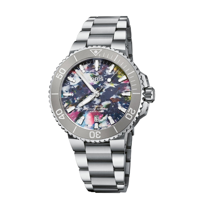 Oris Aquis Date Upcycle 41.5mm Multi Color Dial Silver Steel Bracelet