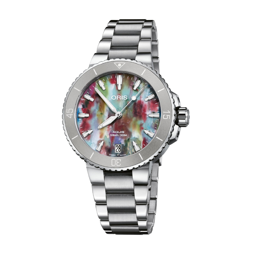 Oris Aquis Date Upcycle 36.5mm Multi Color Dial Silver Steel Bracelet