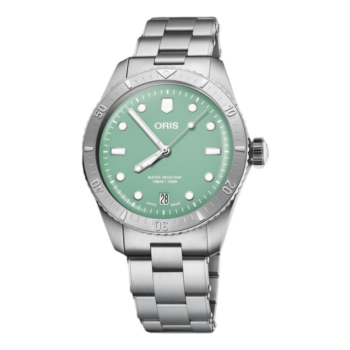 Oris Divers Sixty-Five 38mm Green Dial Silver Steel Bracelet