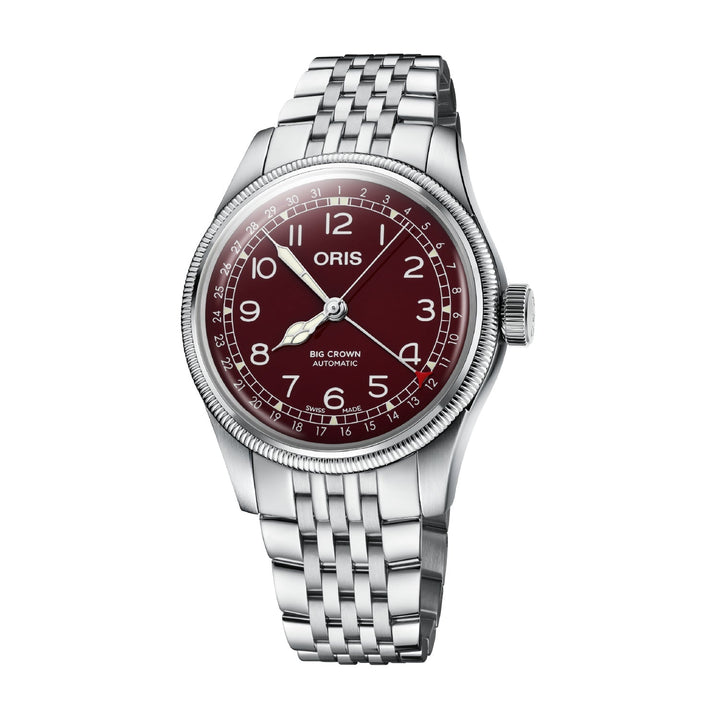 Oris Big Crown 40mm Red Dial Silver Steel Bracelet