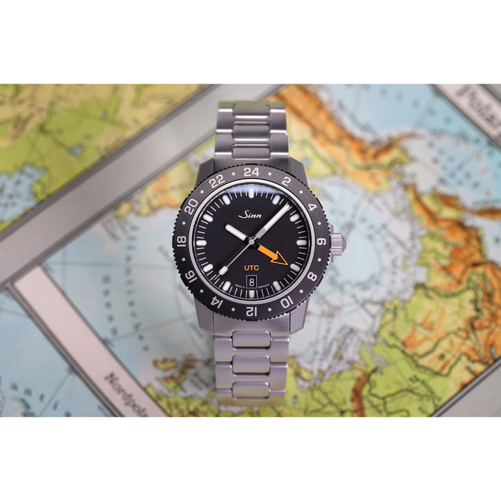 Sinn 105 St Sa UTC 39.5mm Black Dial Silver Steel Bracelet