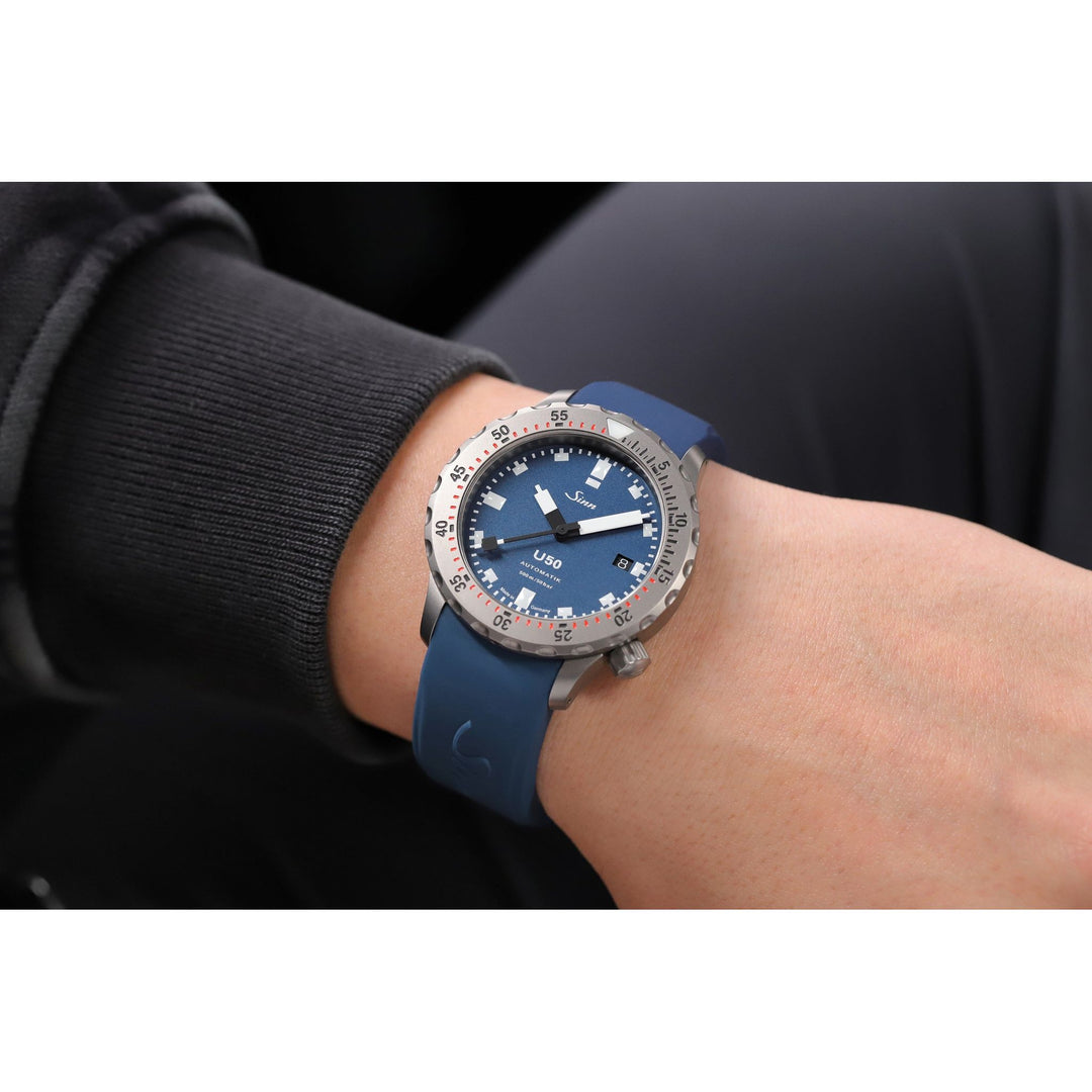 Sinn U50 B 41mm Blue Dial Blue Strap