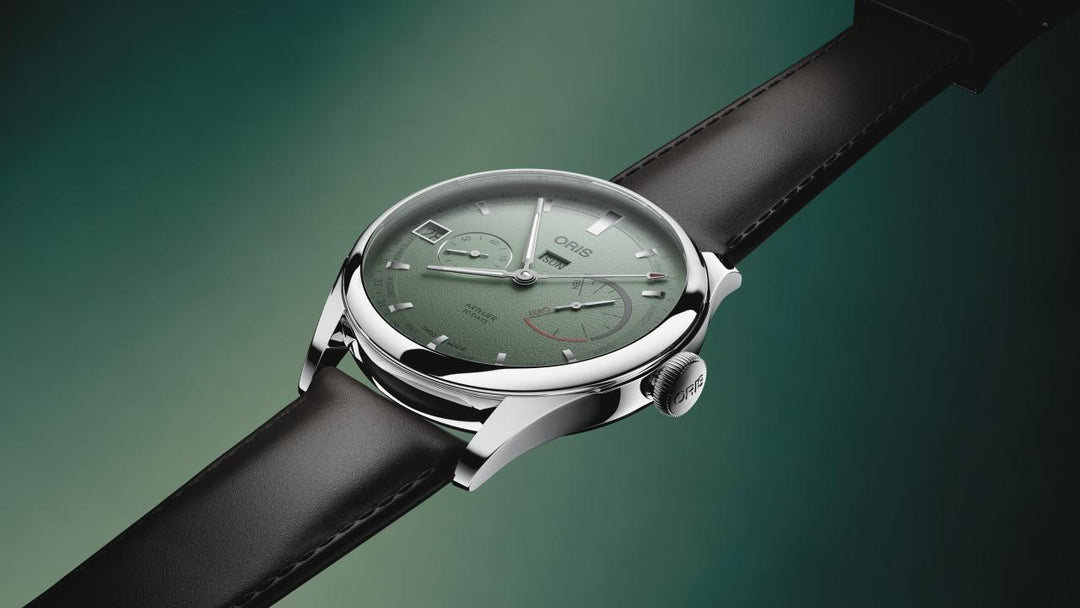 Oris Artelier Cal 113 43mm Green Dial Brown Leather Strap