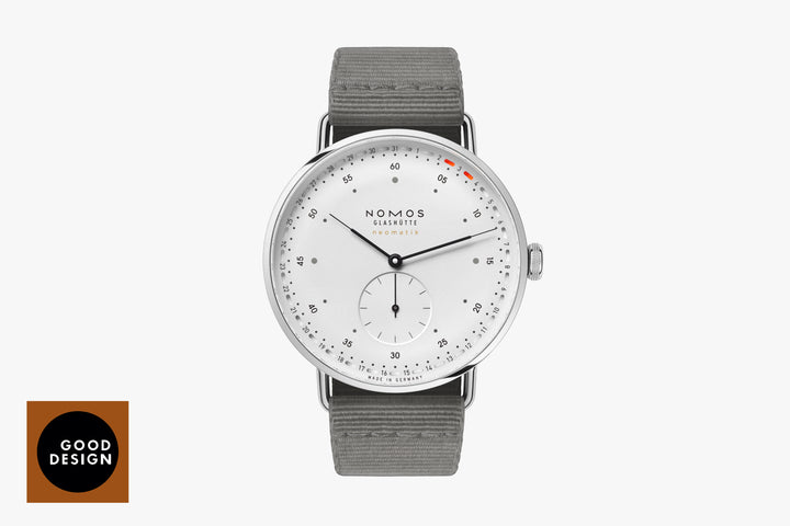 NOMOS Metro 40.5mm Galvanized, white silver-plated Dial Grey Textile strap woven Strap