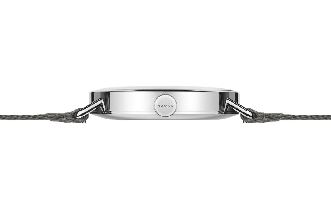 NOMOS Metro 40.5mm Galvanized, white silver-plated Dial Grey Textile strap woven Strap