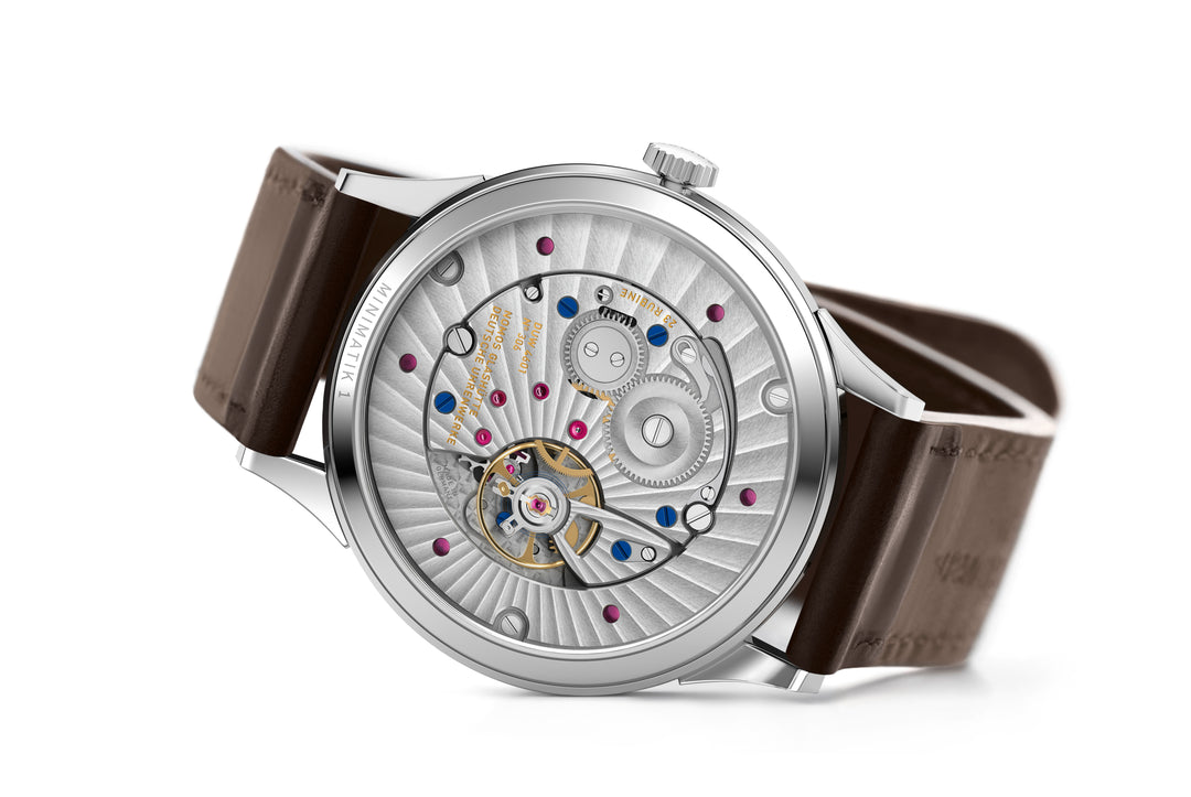 NOMOS Minimatik 39.5mm White Dial Brown Horween Genuine Shell Cordovan Strap