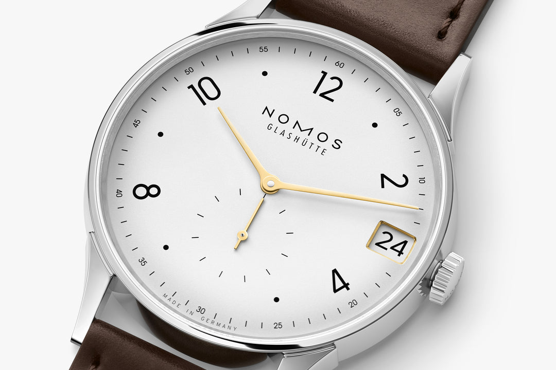 NOMOS Minimatik 39.5mm White Dial Brown Horween Genuine Shell Cordovan Strap