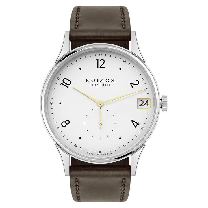 NOMOS Minimatik 39.5mm White Dial Brown Horween Genuine Shell Cordovan Strap