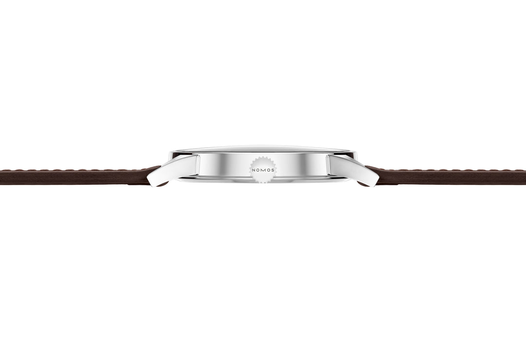 NOMOS Minimatik 39.5mm White Dial Brown Horween Genuine Shell Cordovan Strap