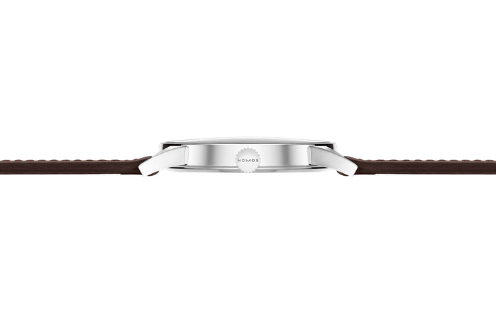 NOMOS Minimatik 39.5mm White Dial Brown Horween Genuine Shell Cordovan Strap