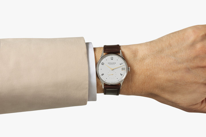 NOMOS Minimatik 39.5mm White Dial Brown Horween Genuine Shell Cordovan Strap