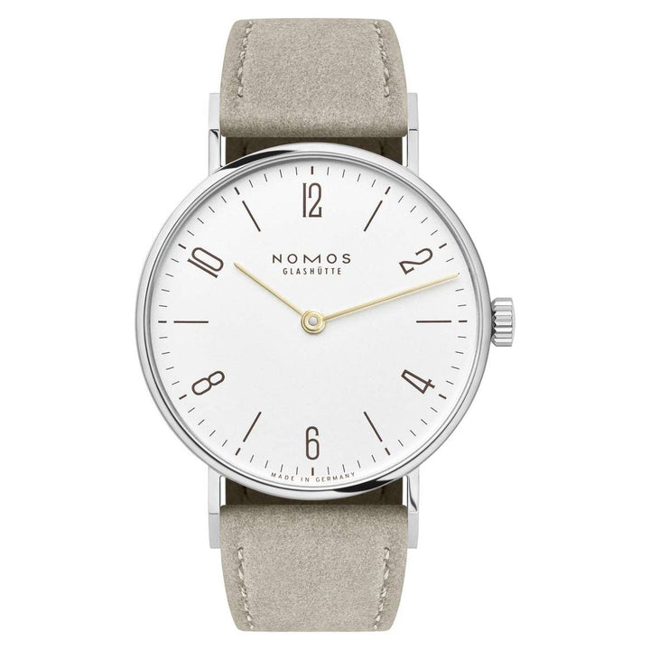 NOMOS Tangente 32.8mm Galvanized, white silver-plated Dial Beige Vegan velour, remborded Strap