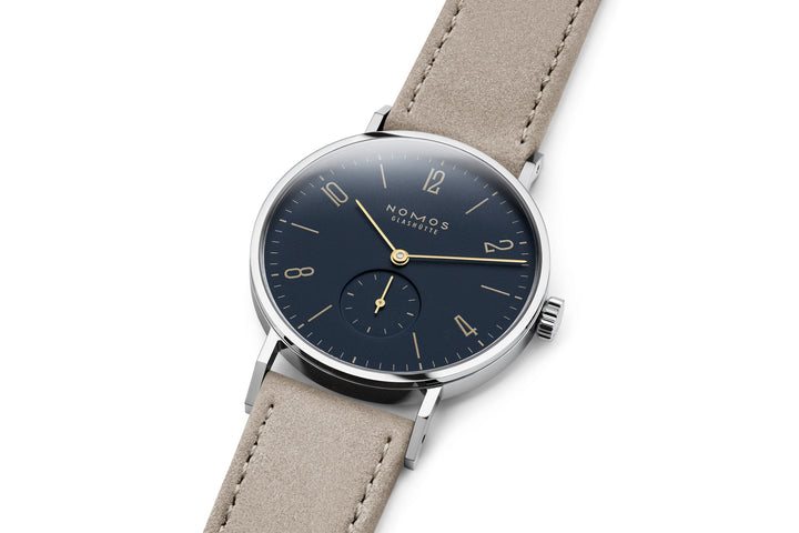 NOMOS Tangente 35mm Midnight blue Dial Beige Vegan velour, remborded Strap
