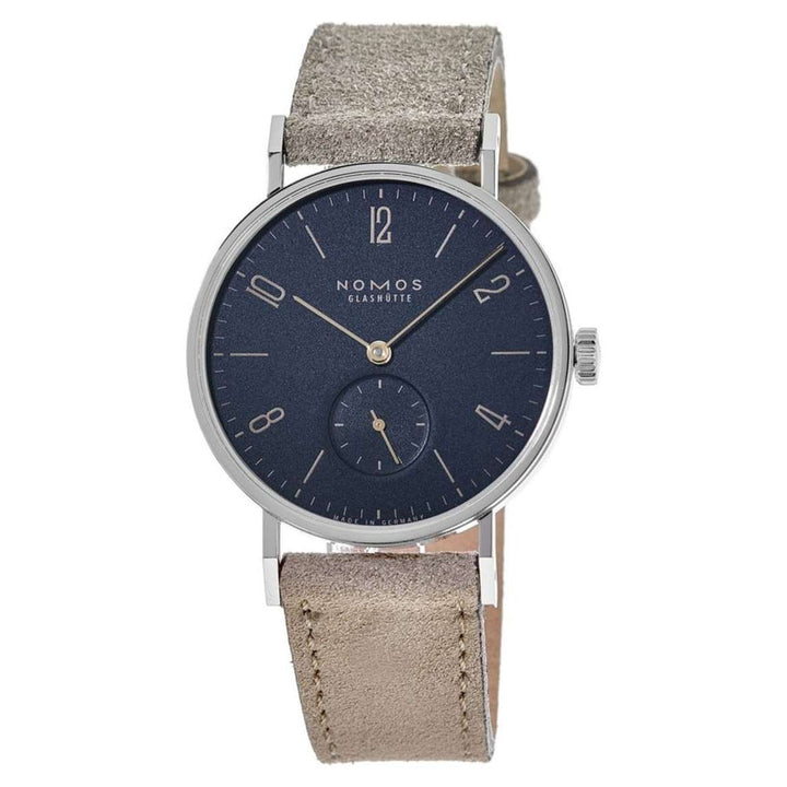 NOMOS Tangente 35mm Midnight blue Dial Beige Vegan velour, remborded Strap
