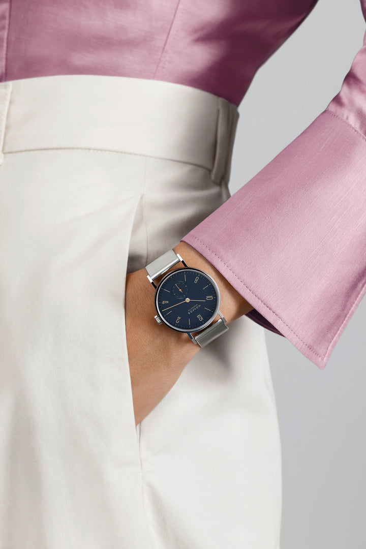 NOMOS Tangente 35mm Midnight blue Dial Beige Vegan velour, remborded Strap