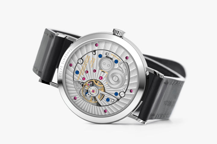 NOMOS Tangente 37.5mm Galvanized, white silver-plated Dial Black Horween Genuine Shell Cordovan Strap