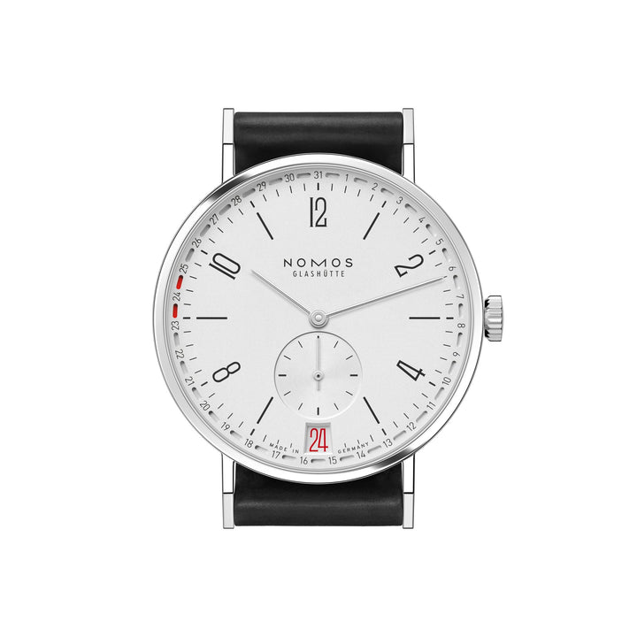 NOMOS Tangente 37.5mm Galvanized, white silver-plated Dial Black Horween Genuine Shell Cordovan Strap