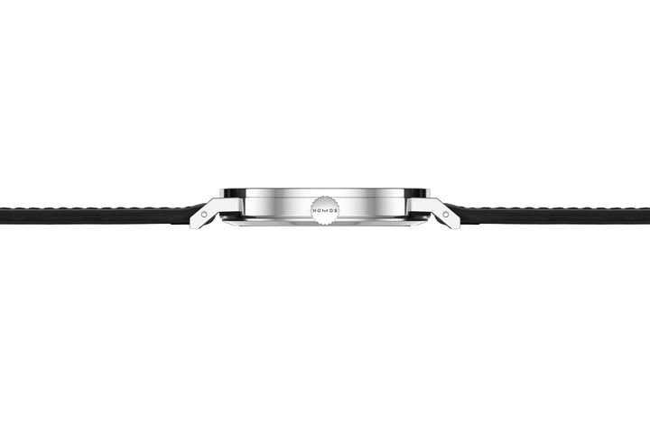 NOMOS Tangente 37.5mm Galvanized, white silver-plated Dial Black Horween Genuine Shell Cordovan Strap