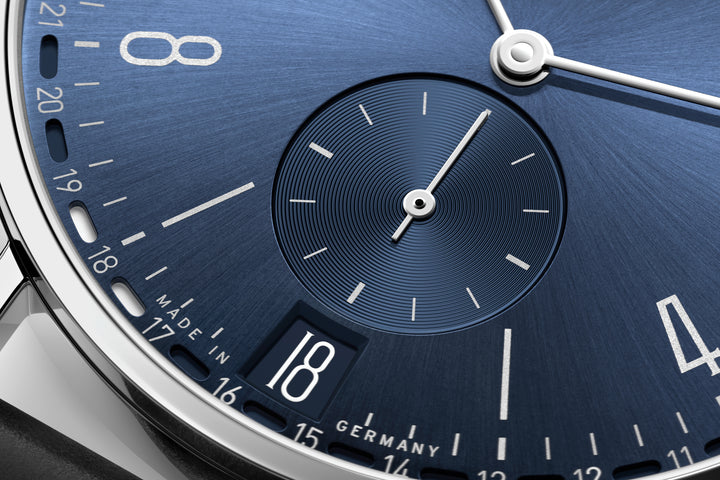 NOMOS Tangente 37.5mm Galvanized, blue  Dial Black Horween Genuine Shell Cordovan Strap