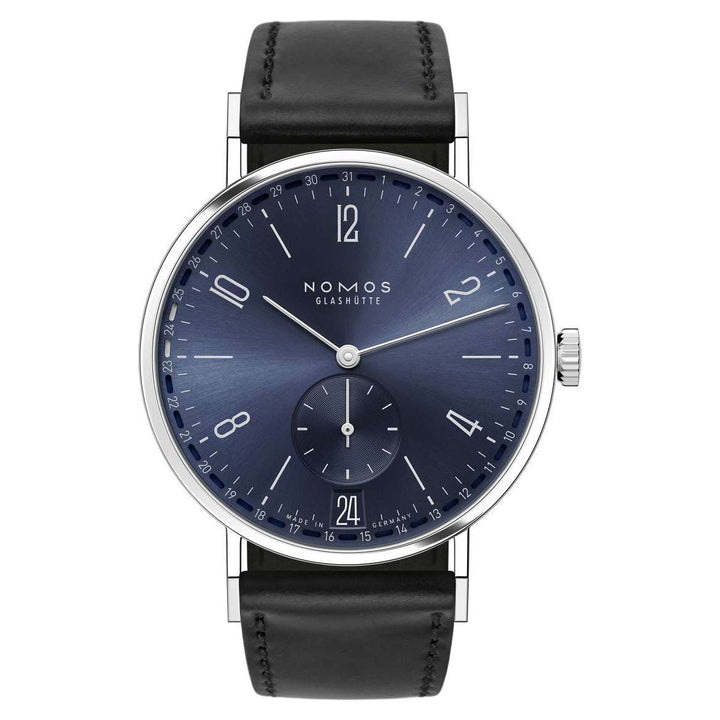 NOMOS Tangente 37.5mm Galvanized, blue  Dial Black Horween Genuine Shell Cordovan Strap