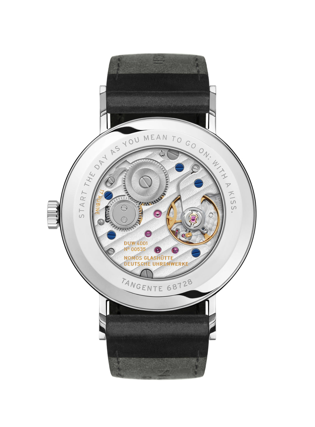 NOMOS Tangente 35mm Galvanized, white silver-plated Dial Black Horween Genuine Shell Cordovan Strap