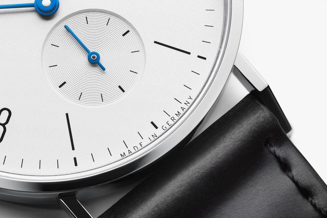 NOMOS Tangente 35mm Galvanized, white silver-plated Dial Black Horween Genuine Shell Cordovan Strap