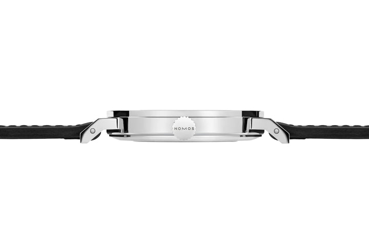 NOMOS Tangente 35mm Galvanized, white silver-plated Dial Black Horween Genuine Shell Cordovan Strap