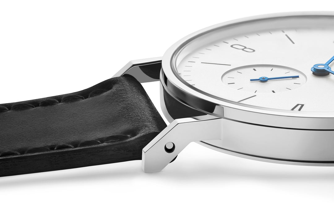 NOMOS Tangente 35mm Galvanized, white silver-plated Dial Black Horween Genuine Shell Cordovan Strap