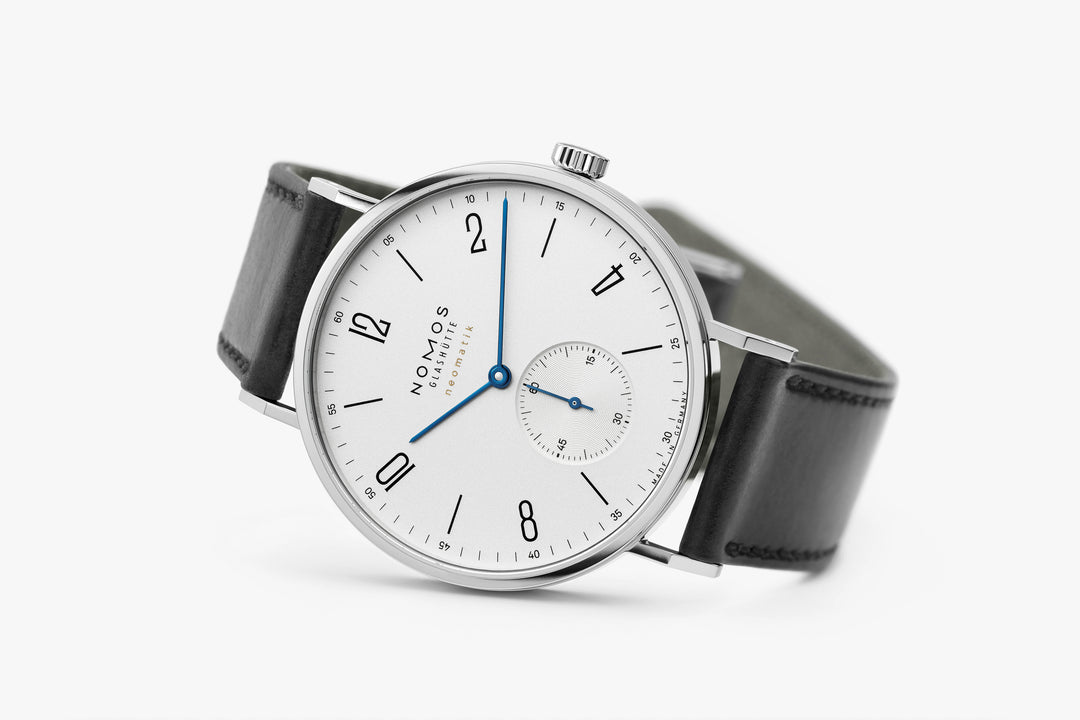 NOMOS Tangente 38.5mm Galvanized, white silver-plated Dial Black Horween Genuine Shell Cordovan remborde, hand-stitched Strap