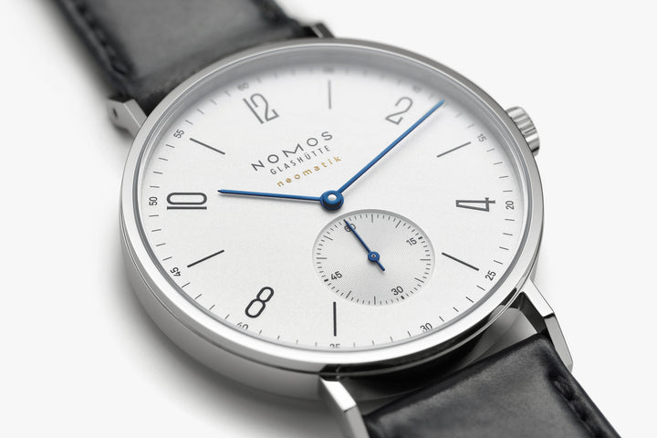NOMOS Tangente 38.5mm Galvanized, white silver-plated Dial Black Horween Genuine Shell Cordovan remborde, hand-stitched Strap