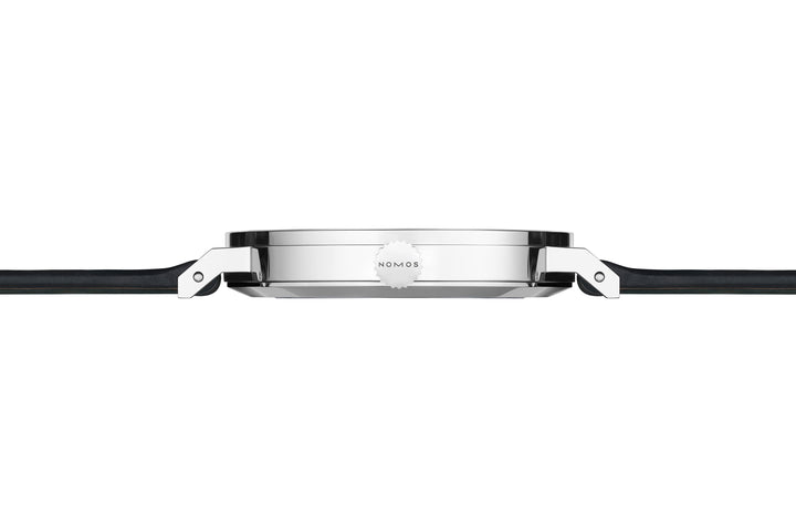 NOMOS Tangente 38.5mm Galvanized, white silver-plated Dial Black Horween Genuine Shell Cordovan remborde, hand-stitched Strap