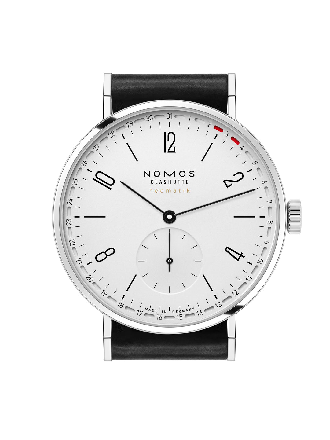 NOMOS Tangente 38.5mm Galvanized, white silver-plated Dial Black Horween Genuine Shell Cordovan remborde, hand-stitched Strap