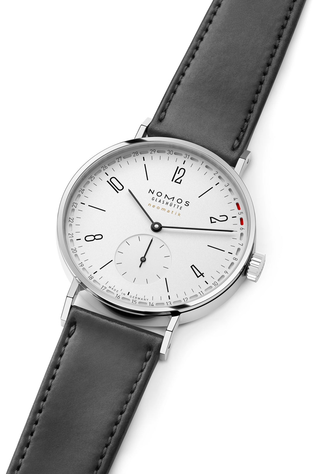 NOMOS Tangente 38.5mm Galvanized, white silver-plated Dial Black Horween Genuine Shell Cordovan remborde, hand-stitched Strap