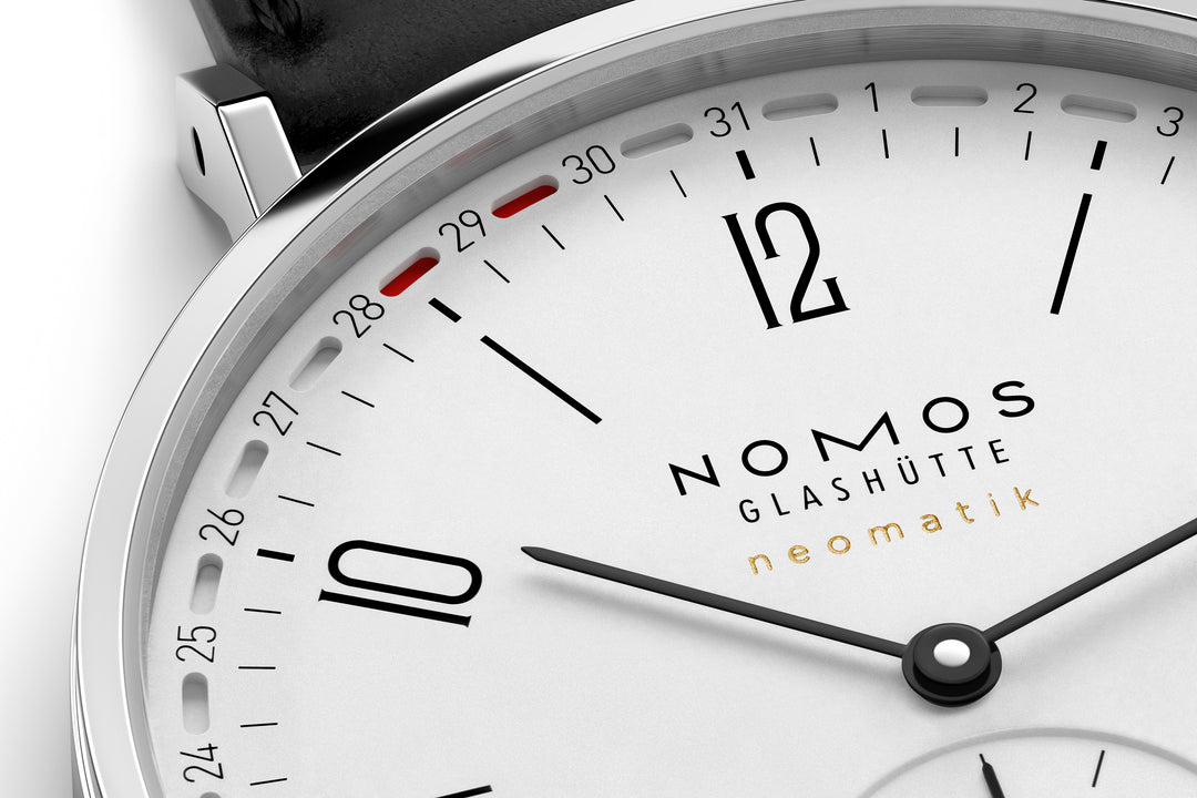 NOMOS Tangente 38.5mm Galvanized, white silver-plated Dial Black Horween Genuine Shell Cordovan remborde, hand-stitched Strap