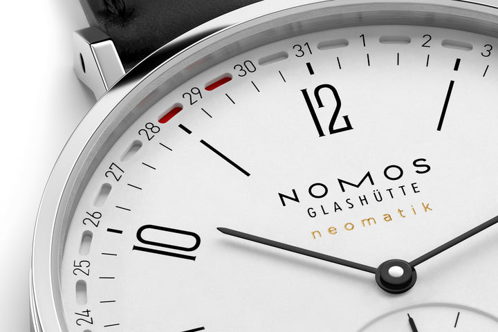 NOMOS Tangente 38.5mm Galvanized, white silver-plated Dial Black Horween Genuine Shell Cordovan remborde, hand-stitched Strap