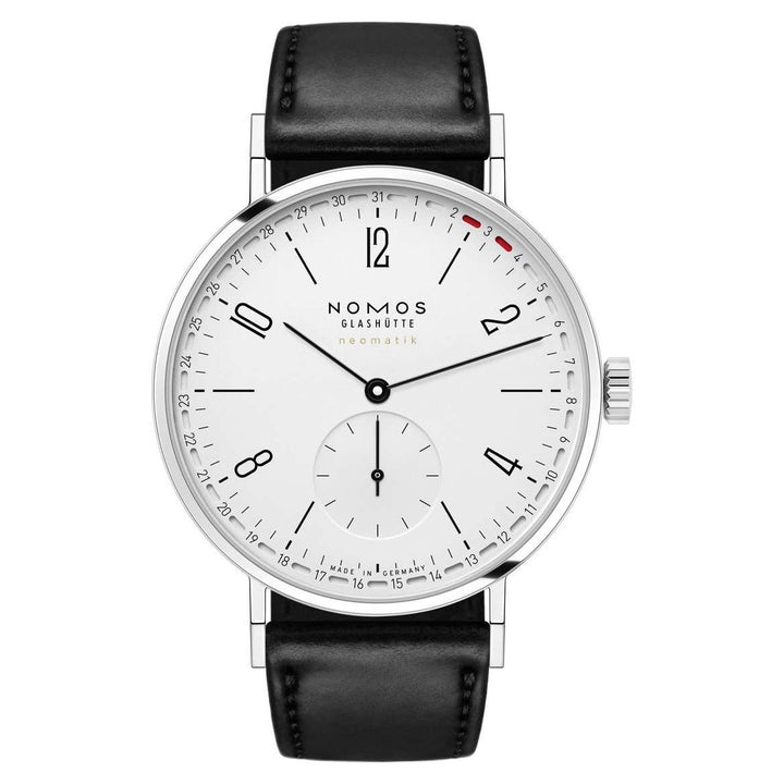NOMOS Tangente 38.5mm Galvanized, white silver-plated Dial Black Horween Genuine Shell Cordovan remborde, hand-stitched Strap