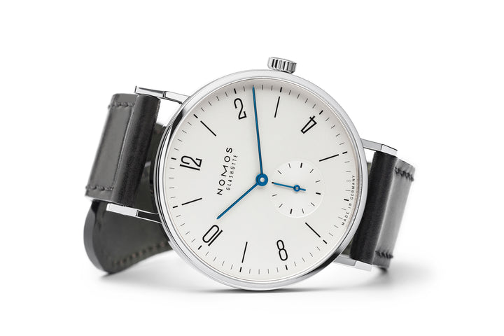 NOMOS Tangente 37.5mm Galvanized, white silver-plated Dial Black Horween Genuine Shell Cordovan Strap