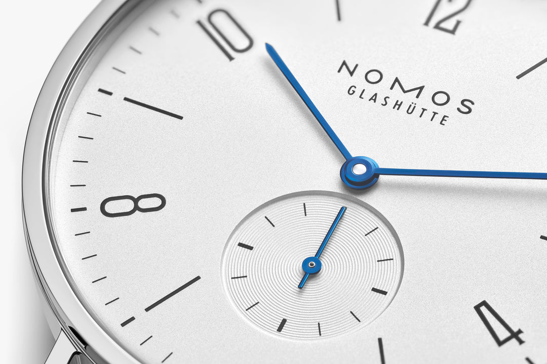 NOMOS Tangente 37.5mm Galvanized, white silver-plated Dial Black Horween Genuine Shell Cordovan Strap