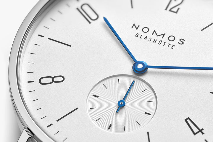 NOMOS Tangente 37.5mm Galvanized, white silver-plated Dial Black Horween Genuine Shell Cordovan Strap