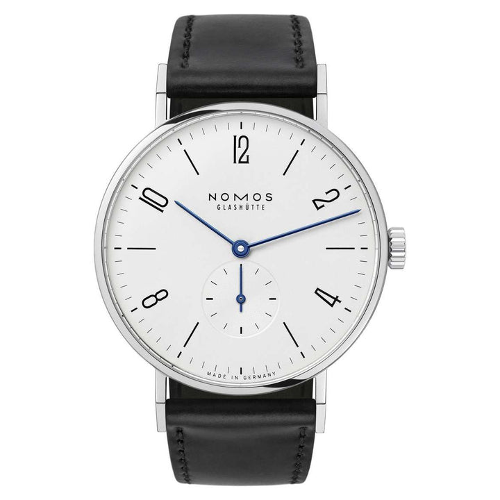 NOMOS Tangente 37.5mm Galvanized, white silver-plated Dial Black Horween Genuine Shell Cordovan Strap
