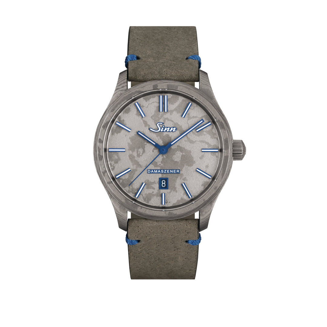 Sinn 1800 TITANDAMASZENER 43mm Grey Dial Grey Leather Strap