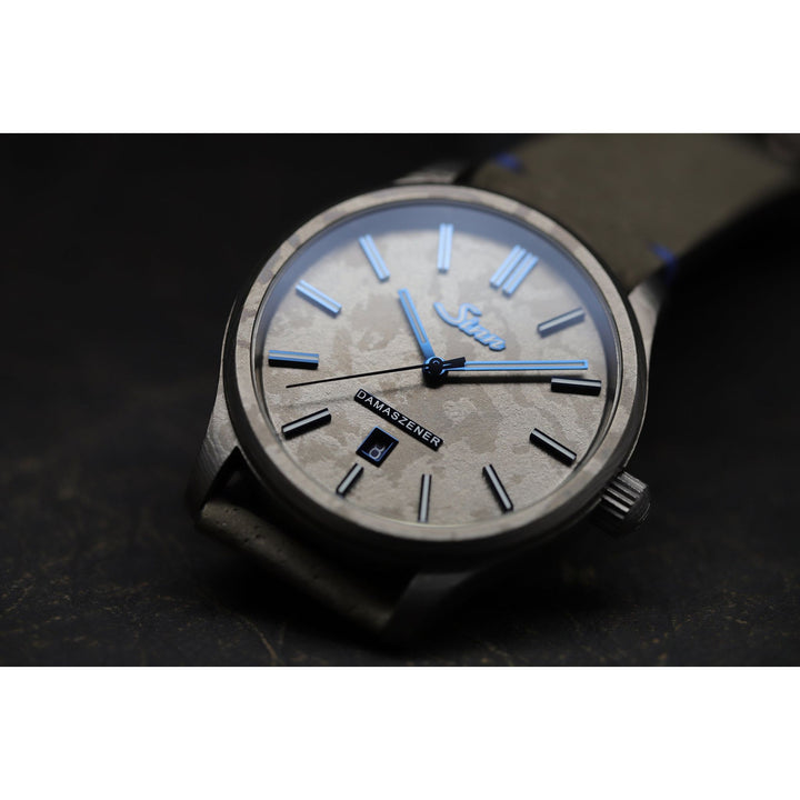 Sinn 1800 TITANDAMASZENER 43mm Grey Dial Grey Leather Strap