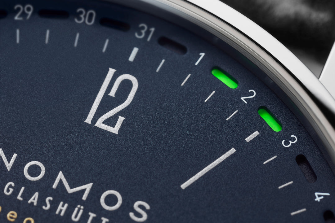 NOMOS Tangente 40.5mm Midnight blue Dial Black Horween Genuine Shell Cordovan remborde, hand-stitched Strap