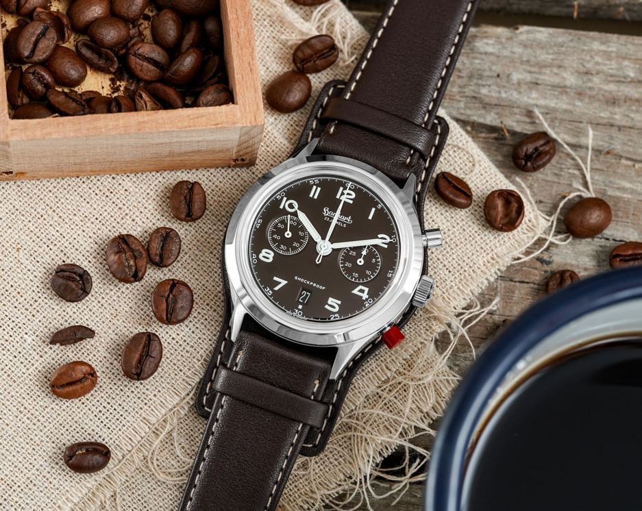 Hanhart X Porsche Fahrer Magazin 417 ES Mocha Flyback Date 42mm Mocha-brown Dial Brown Strap