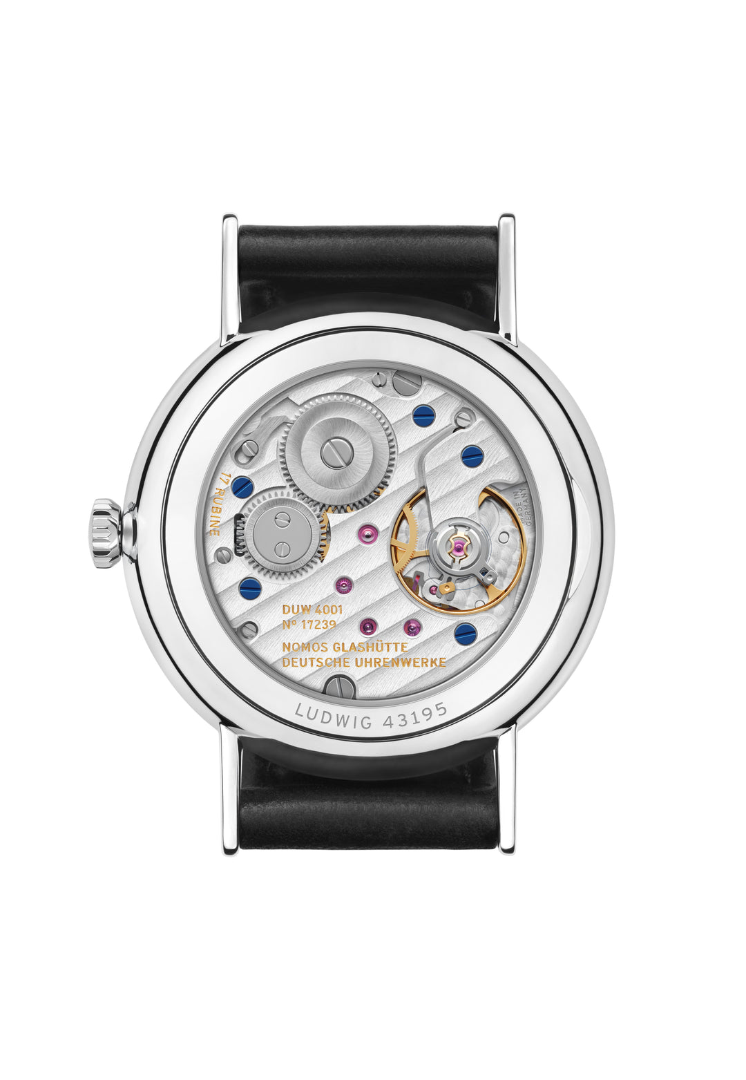NOMOS Ludwig 35mm Galvanized, white silver-plated Dial Black Horween Genuine Shell Cordovan Strap