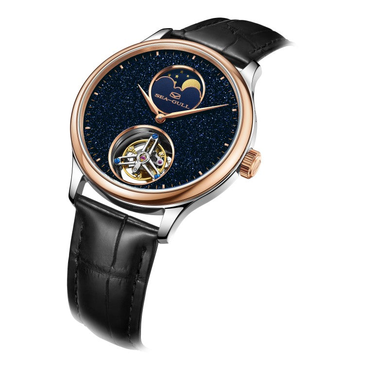Seagull Tourbillon 42mm Black Dial Black Strap