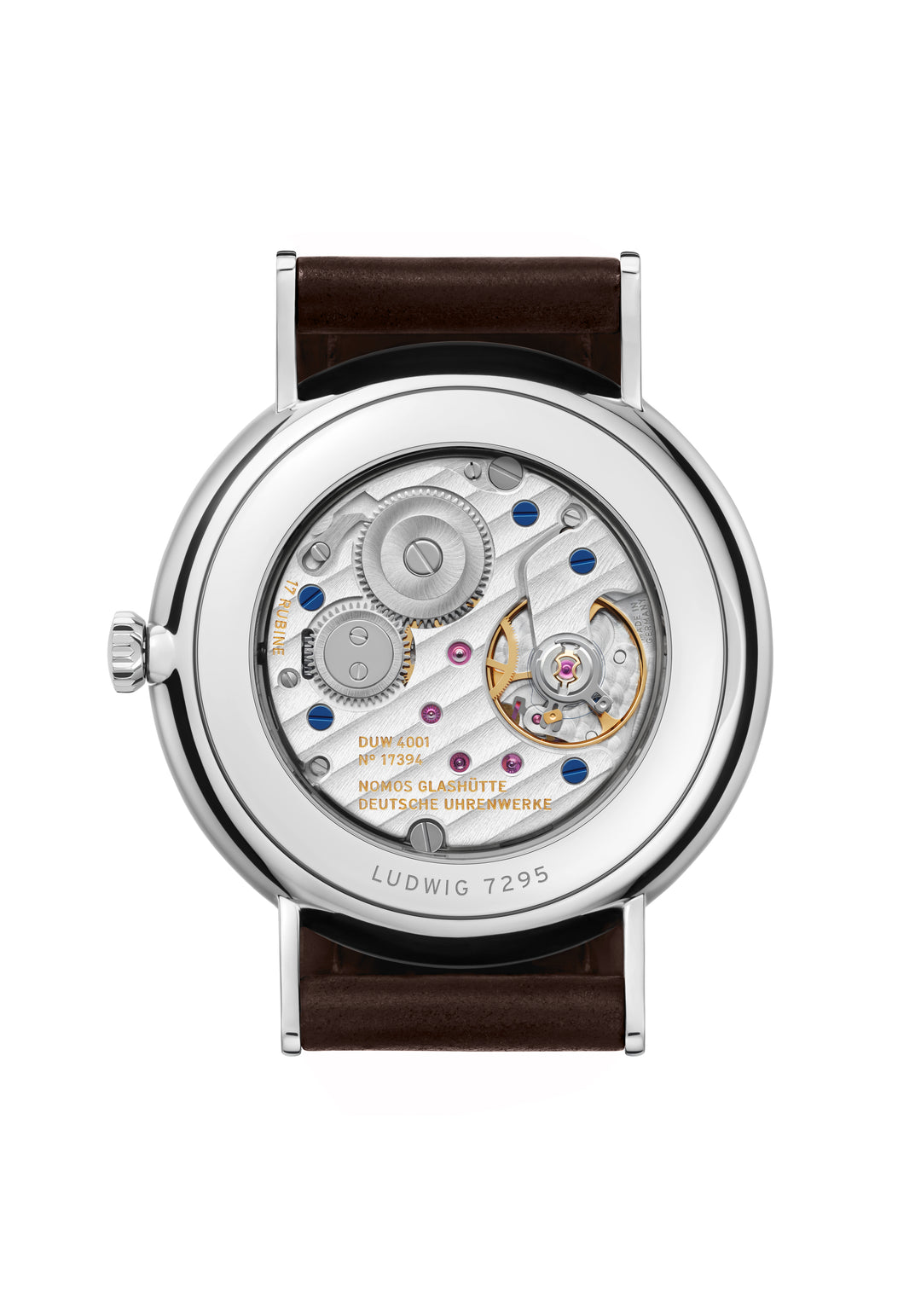 NOMOS Ludwig 37.5mm White laquered, high polished Dial Brown Horween Genuine Shell Cordovan Strap