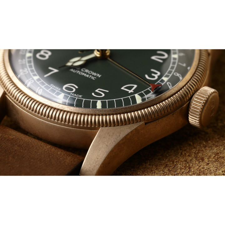 Oris Big Crown 40mm Dark Green Dial Brown Leather Strap